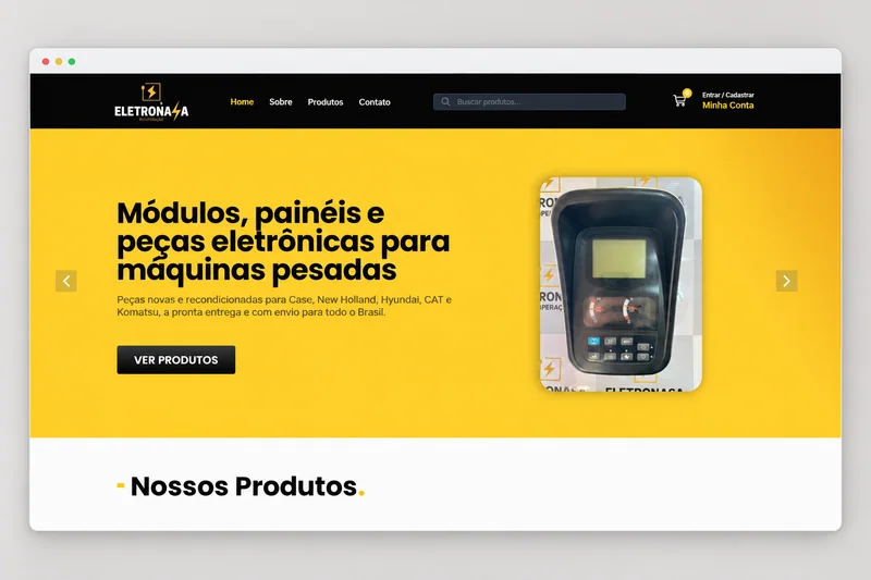Catálogo da Eletronasa com peças eletrônicas para máquinas pesadas