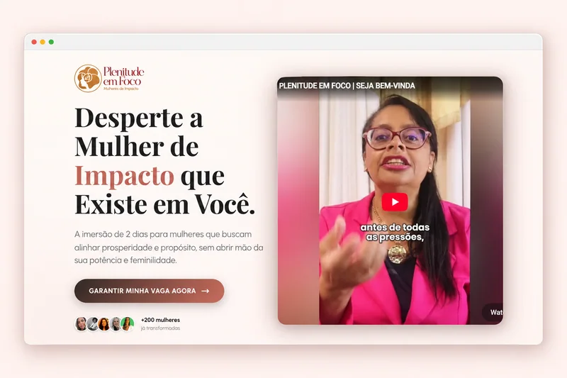 Landing page Plenitude em Foco com apresentação da imersão e inscrição